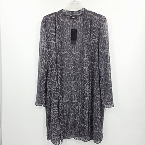 Investments Sheer Kimono Duster Coat Womens Size 1X Leopard Boho Festival Witchy